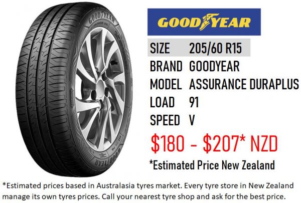 205 60 R15 ASSURANCE DURAPLUS GOODYEAR NEW ZEALAND