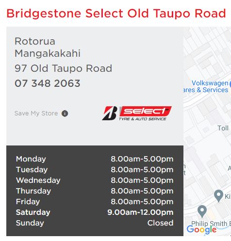 Opening-hours-Bridgestone Rotorua Old Taupo Road