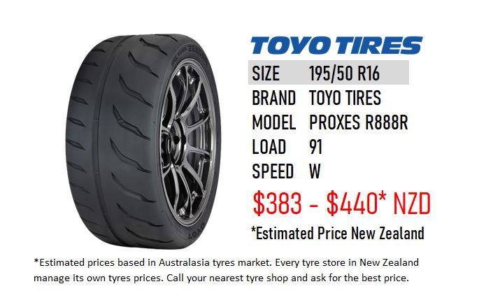 ▷ 195/50 R16 PROXES R 888 R GG TOYO- NEW ZEALAND