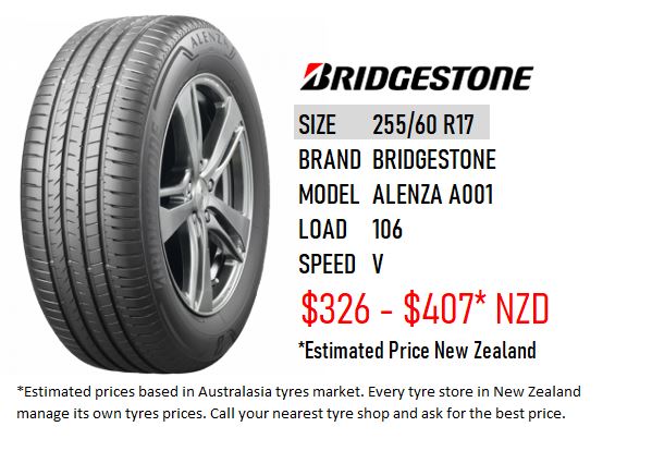 255/60 R17 ALENZA A001 BRIDGESTONE - NEW ZEALAND